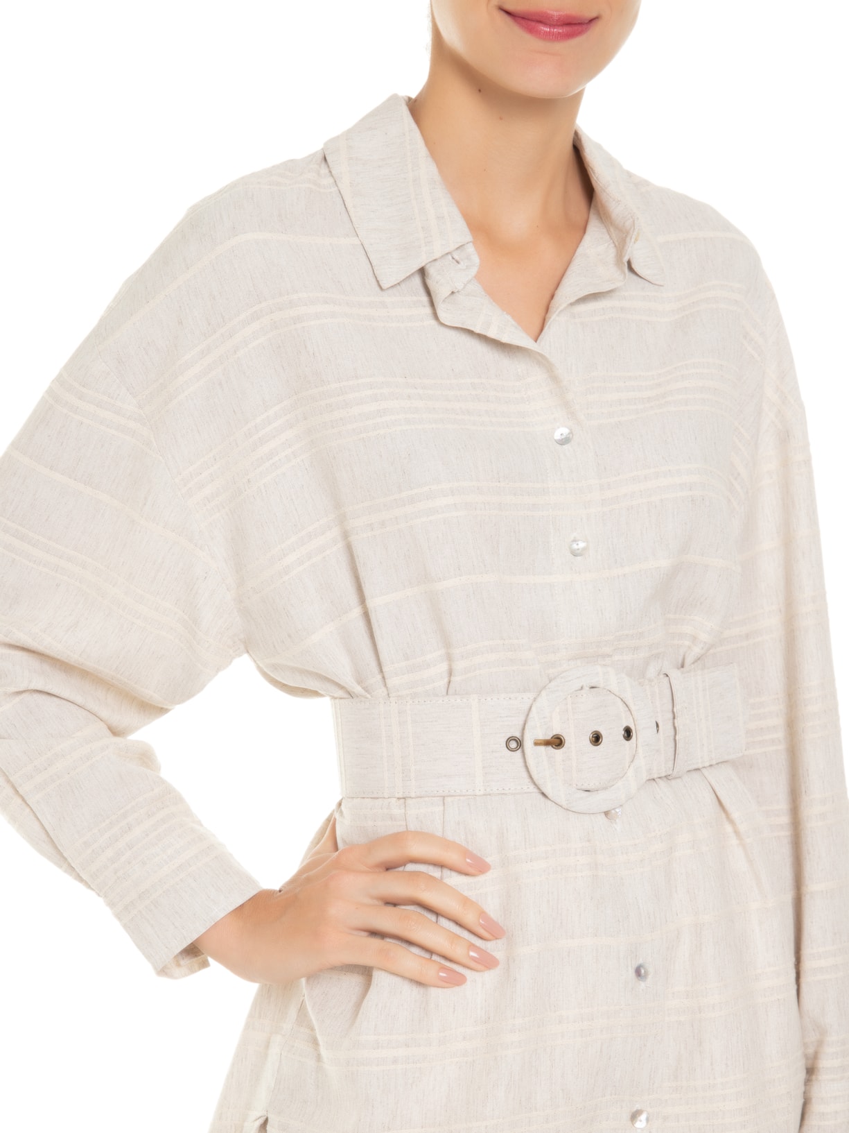 Camisa Feminina Maniquetada Com Cinto Cinza Valônia Véras