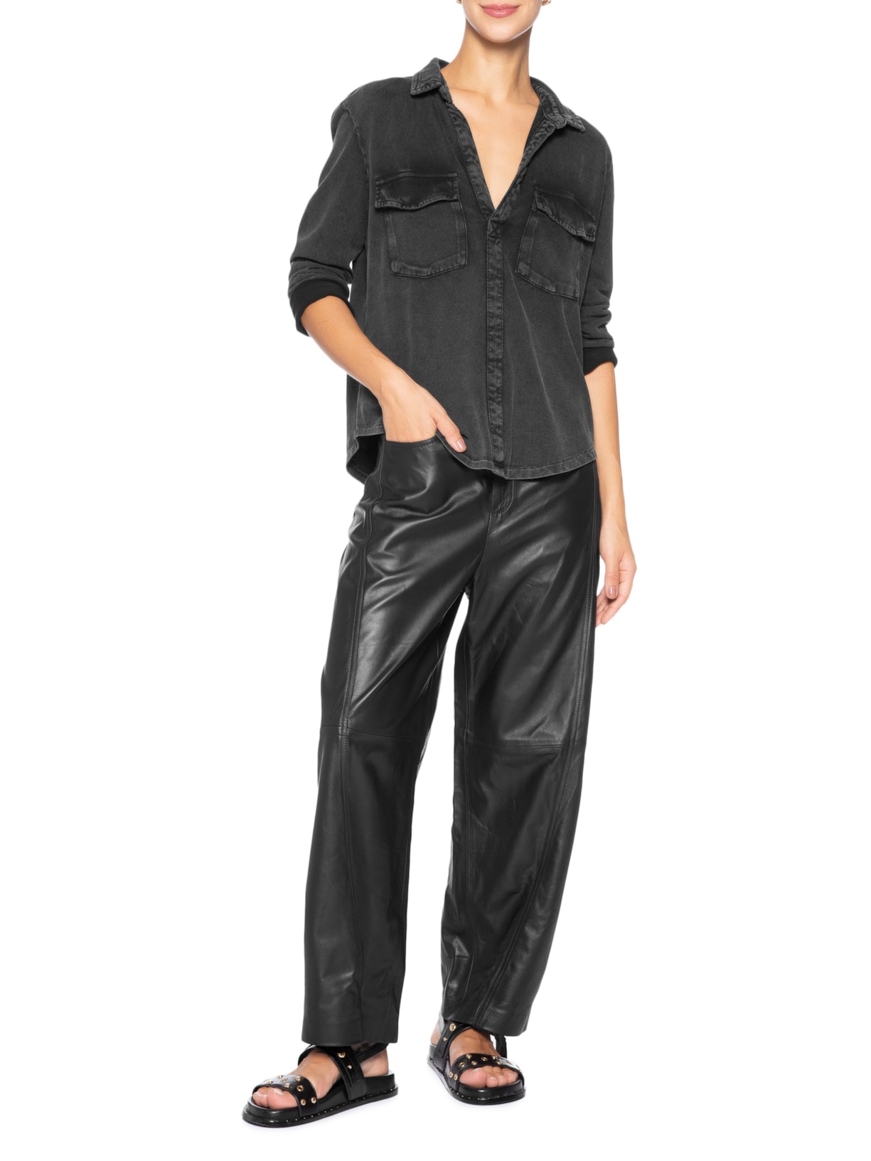 Camisa Feminina Marmorizado Preto Osklen