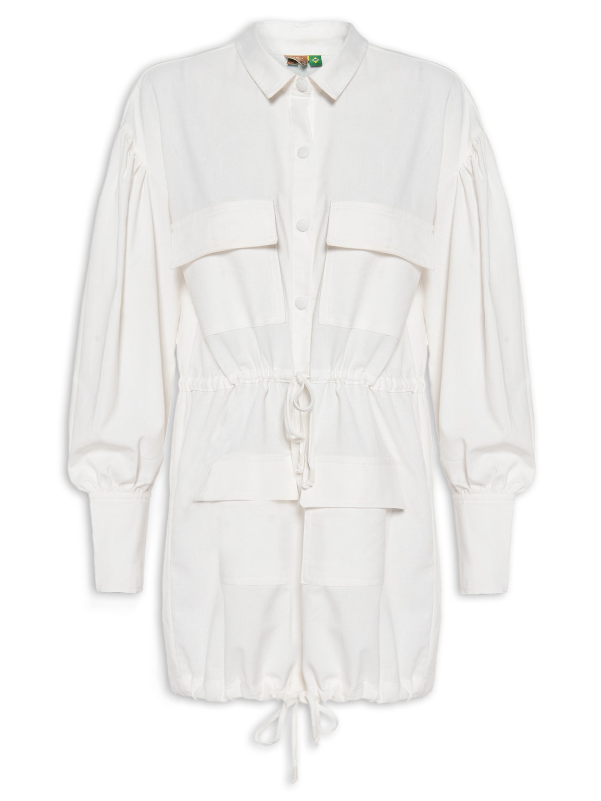 Camisa Feminina Maxi Bolsos Frente - Off White