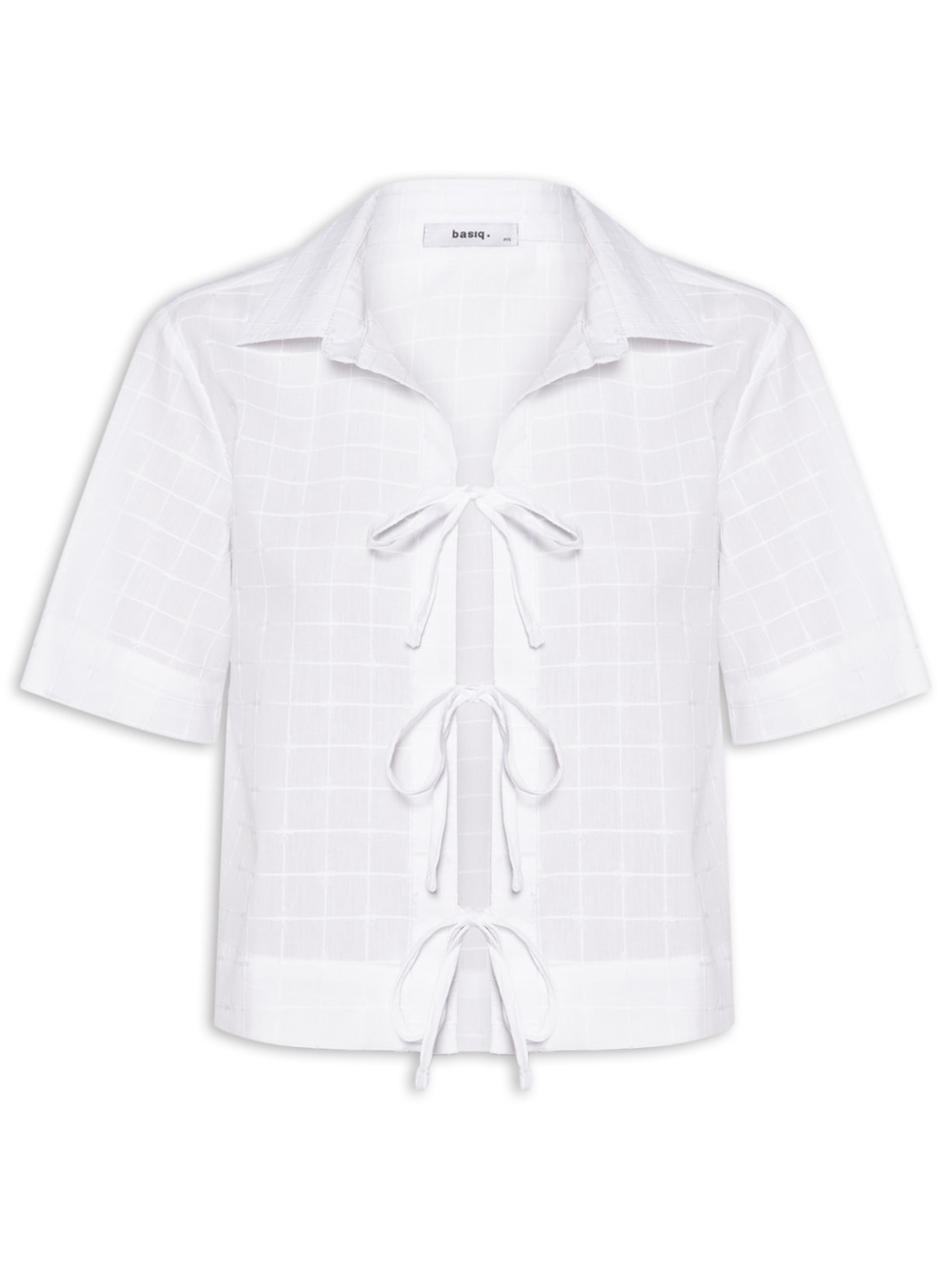 Camisa Feminina Mc Com Amarração Off White Basiq