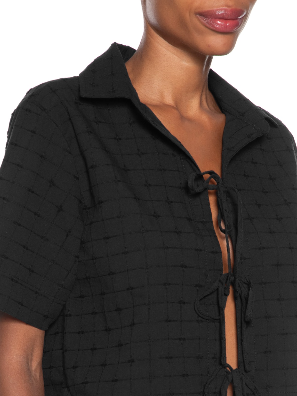 Camisa Feminina Mc Com Amarração Preto Basiq