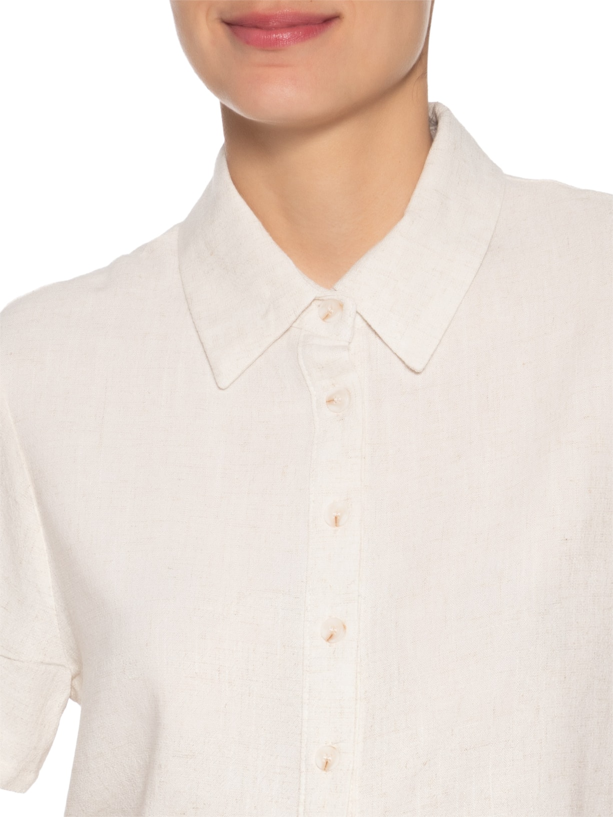 Camisa Feminina Mc Texturizada Off White Basiq
