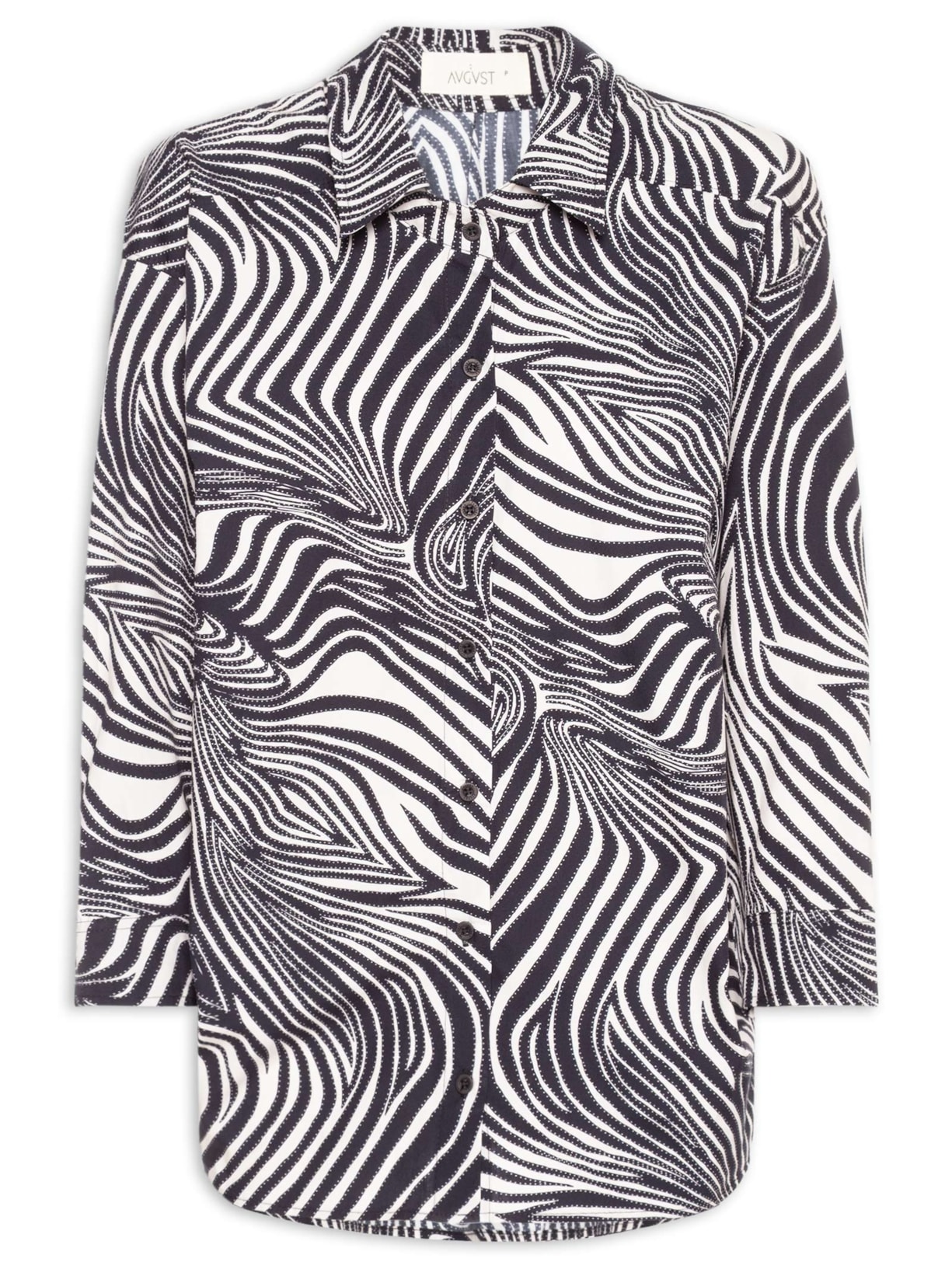Camisa Feminina Meg Animal Print Zebra Preto August Swim