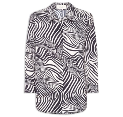 Camisa Feminina Meg Animal Print Zebra - Preto