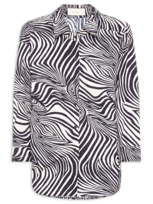 Camisa Feminina Meg Animal Print Zebra - Preto