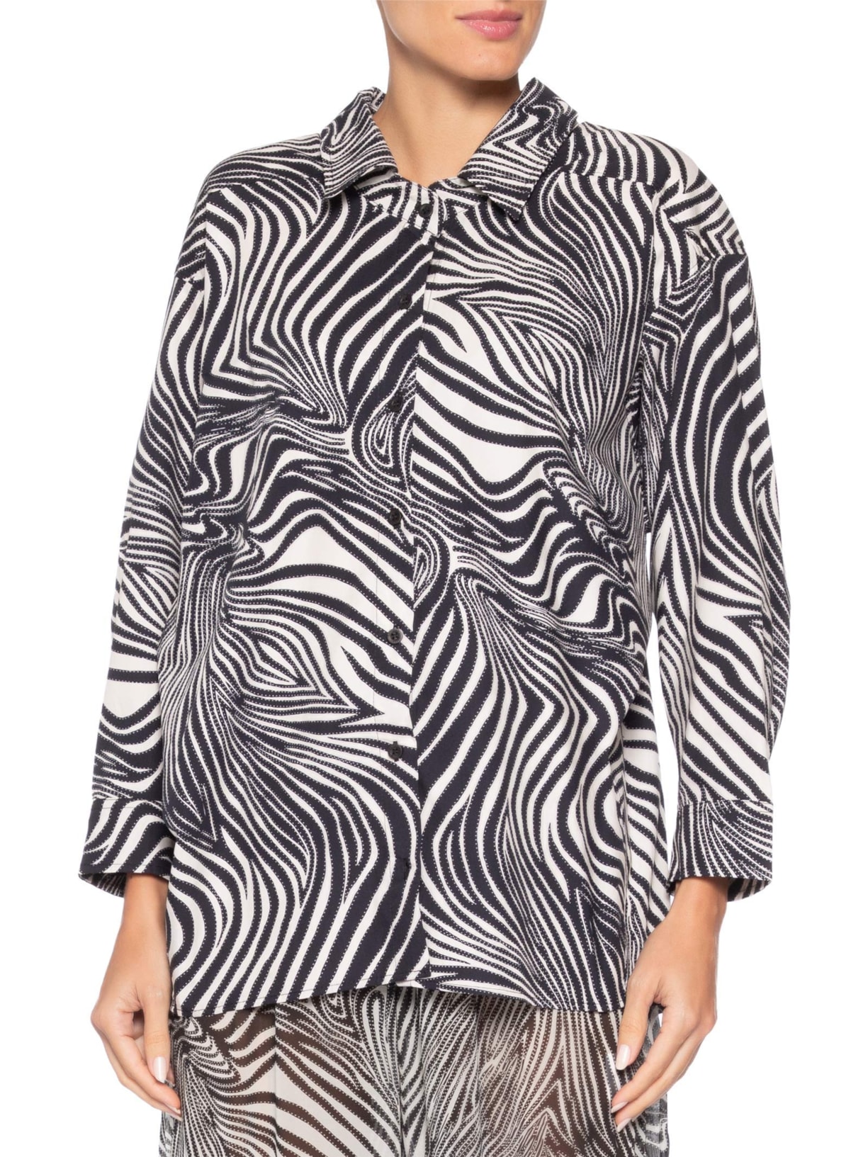 Camisa Feminina Meg Animal Print Zebra Preto August Swim