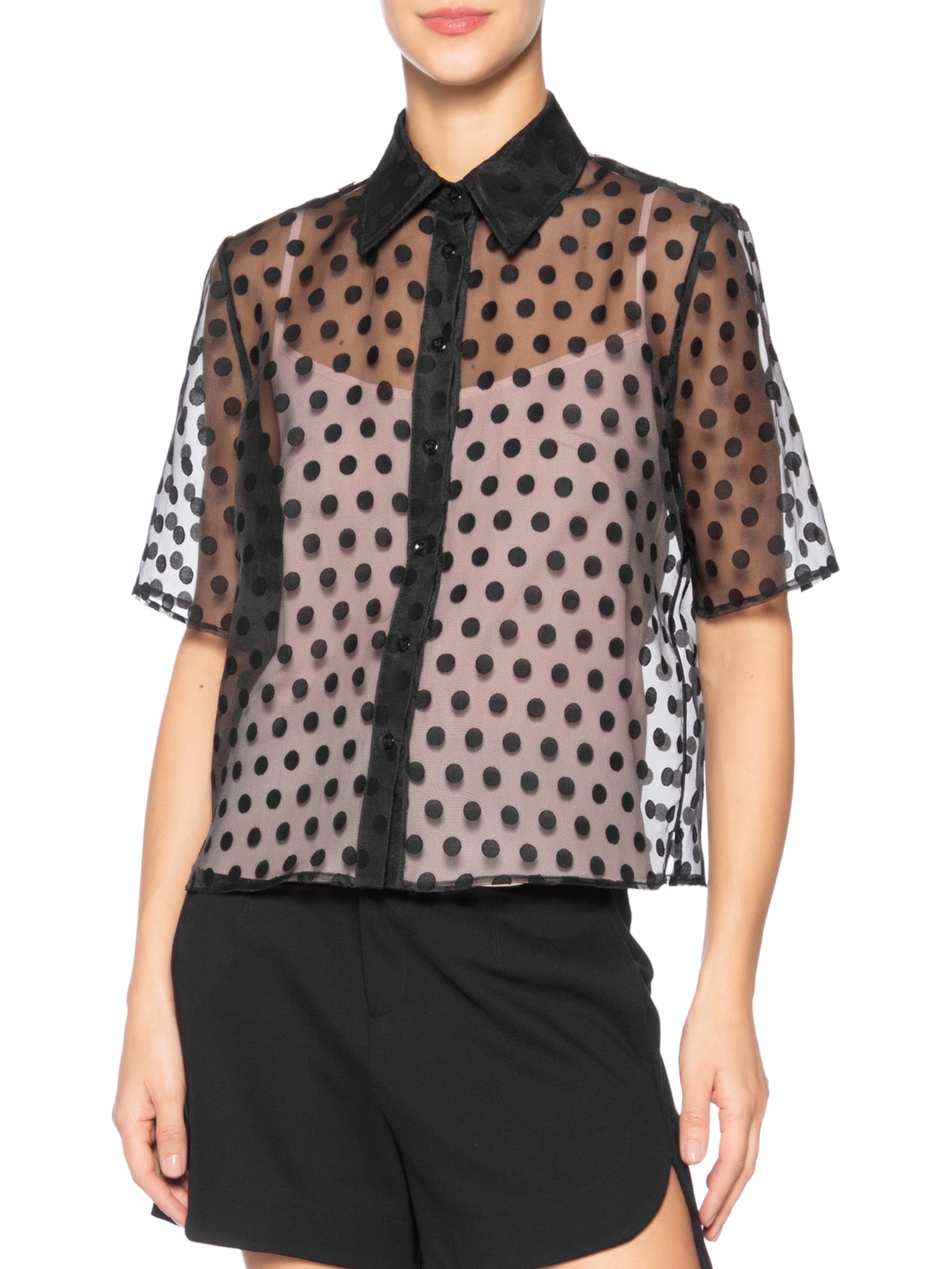 Camisa Feminina Mirella Preto Carol Bassi
