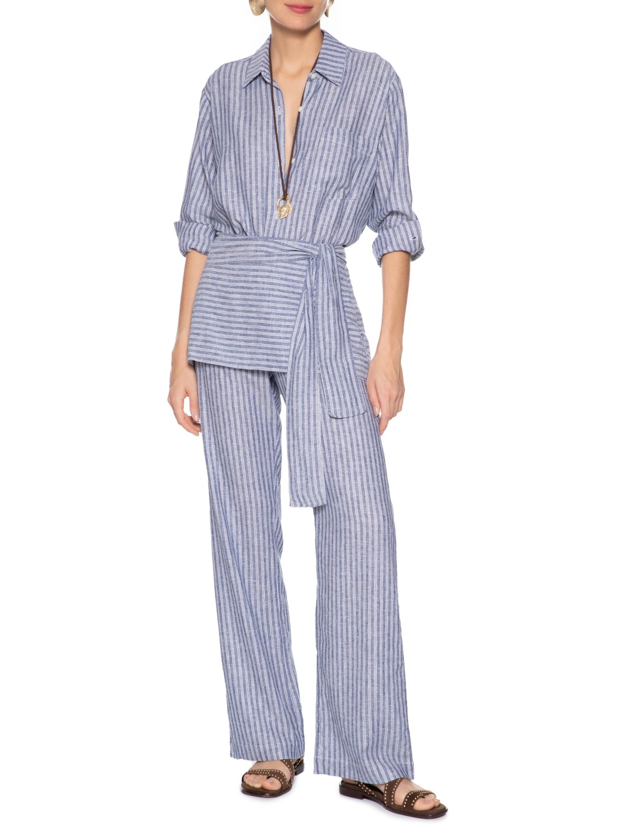 Camisa Feminina Mix De Estampas Azul Maria Filó