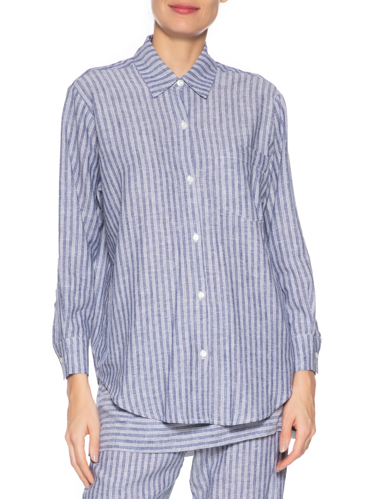 Camisa Feminina Mix De Estampas Azul Maria Filó