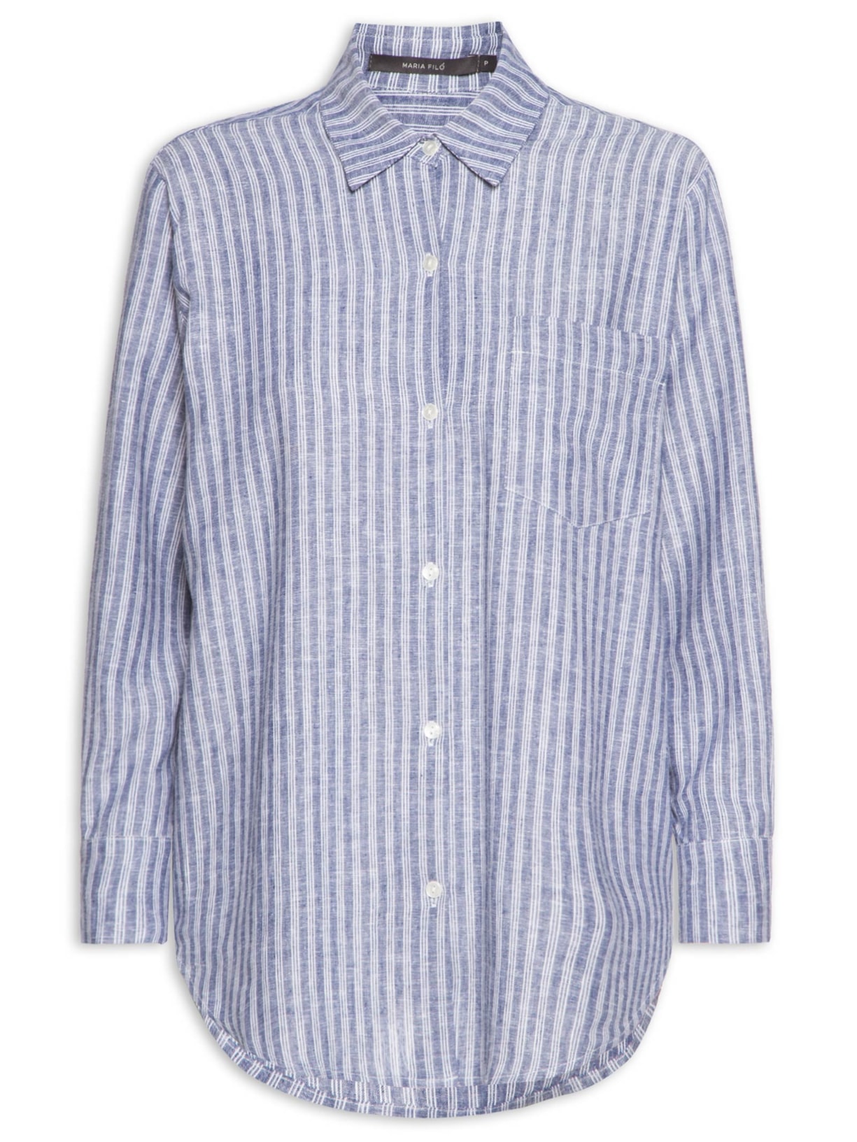 Camisa Feminina Mix De Estampas Azul Maria Filó