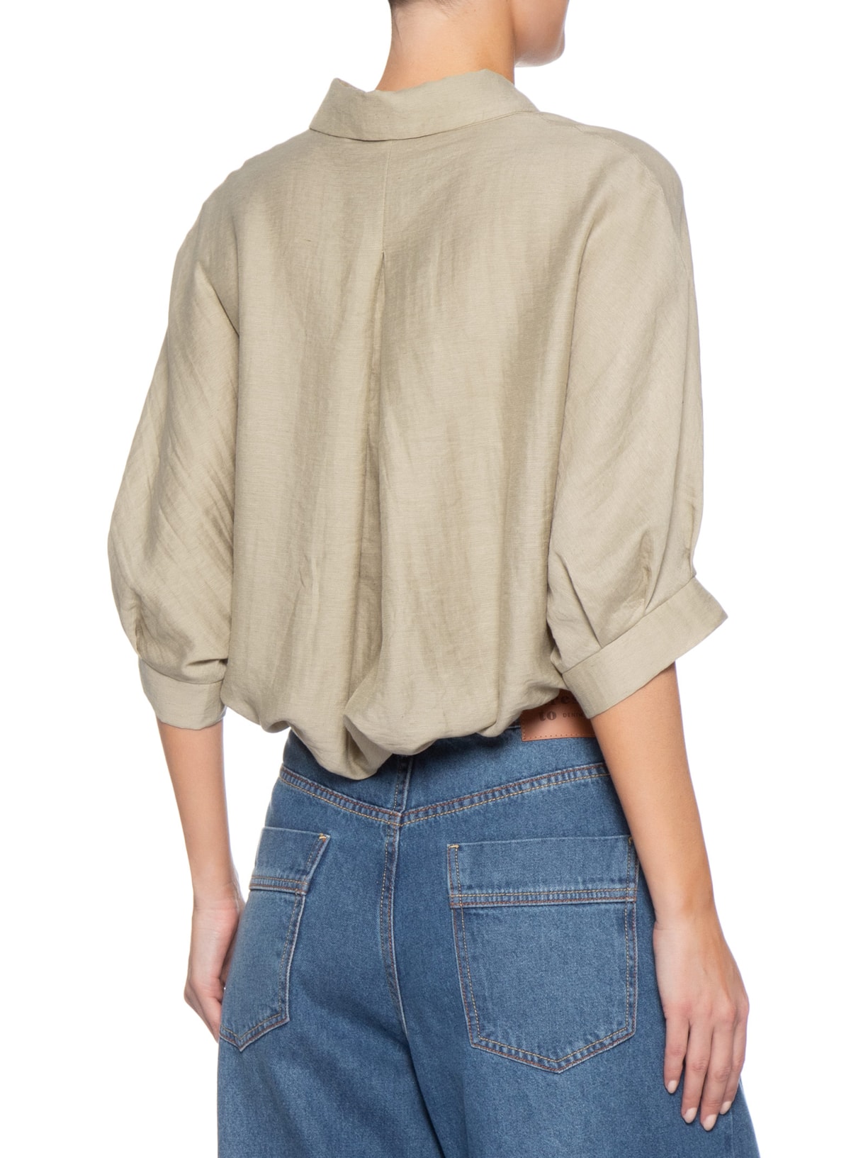 Camisa Feminina Modelagem Ampla  Bege Basiq