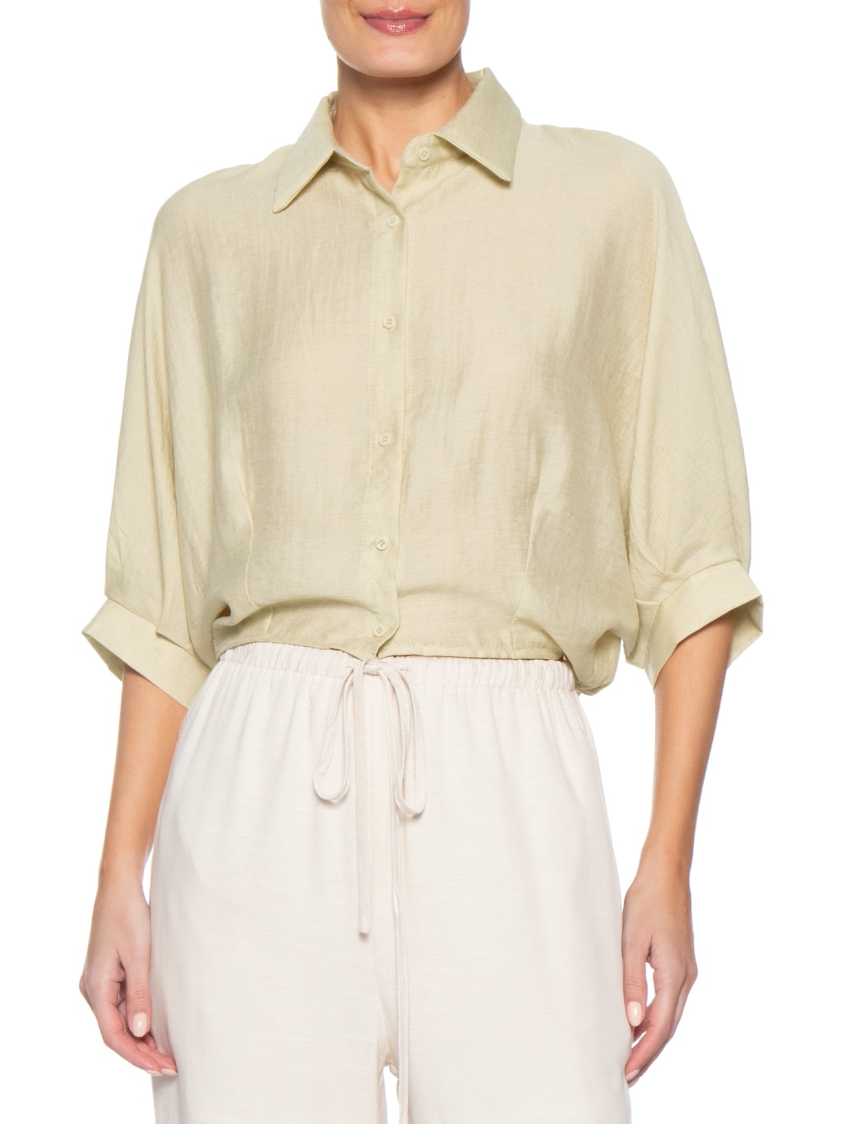 Camisa Feminina Modelagem Ampla Verde Basiq