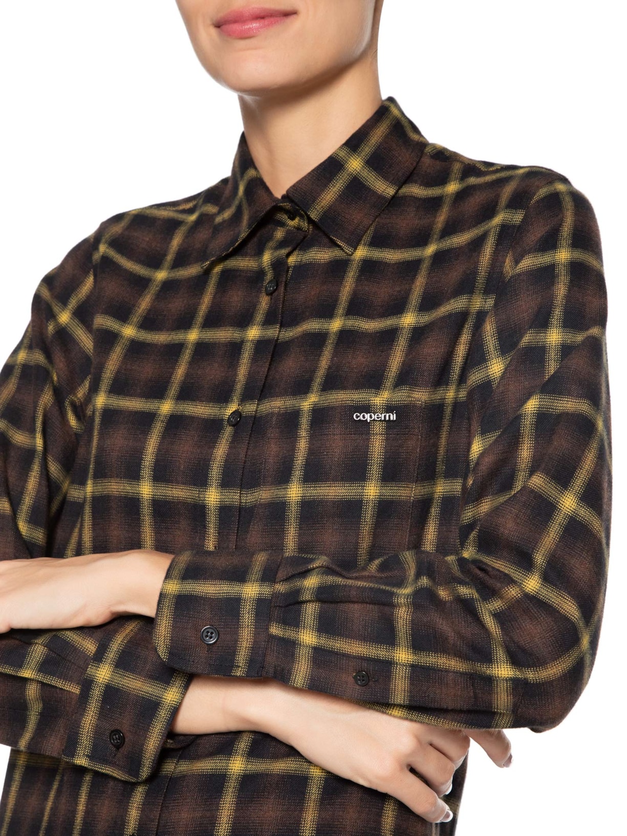 Camisa Feminina Multi Layer Shirt Dress Marrom Coperni