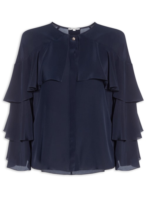 Camisa Feminina Nani Babados – Azul