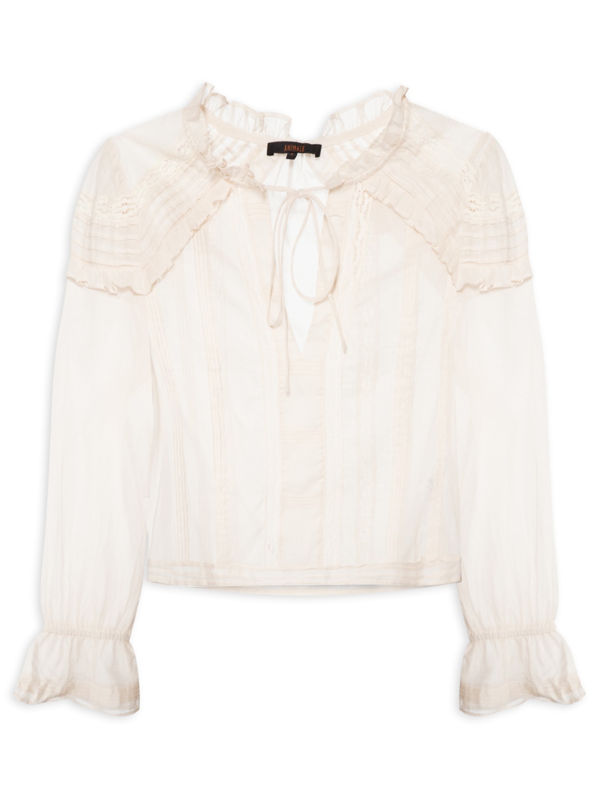 Camisa Feminina Nervuras Manga Longa - Off White