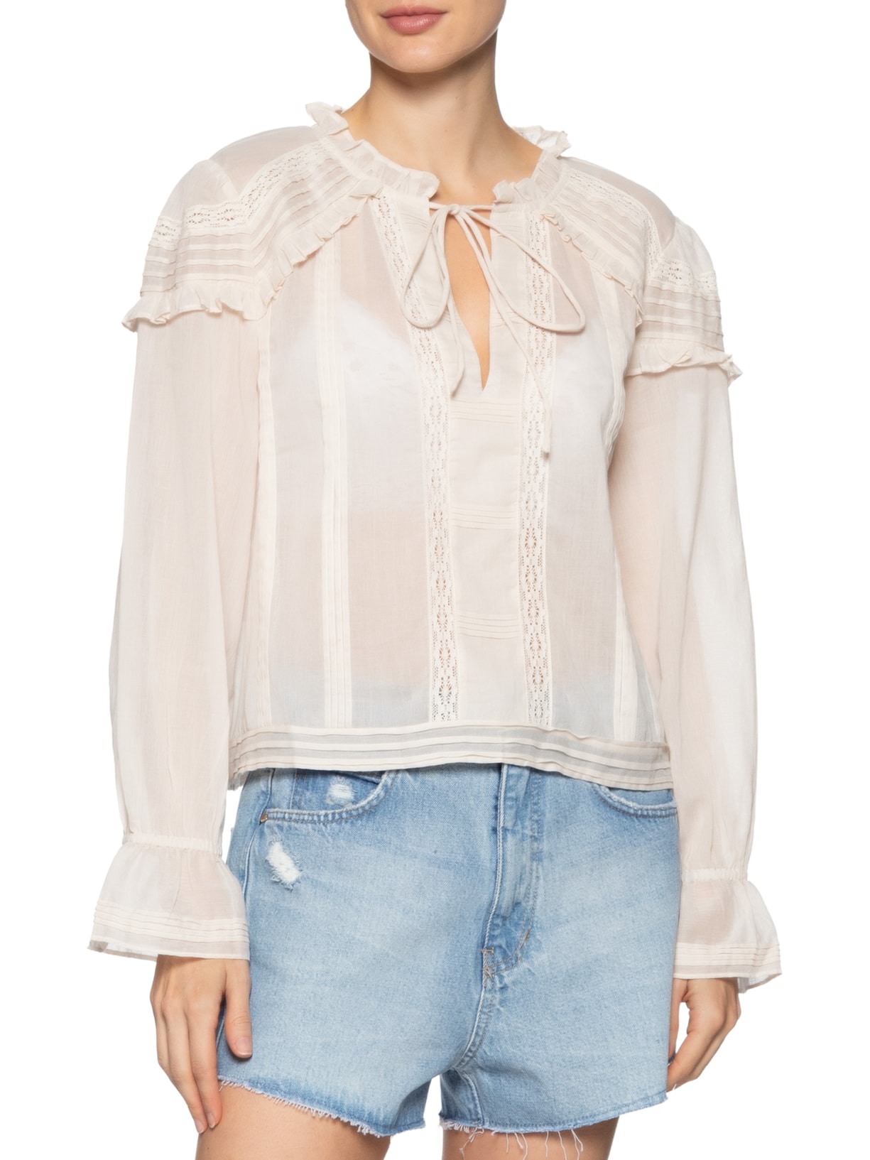 Camisa Feminina Nervuras Manga Longa Off White Animale