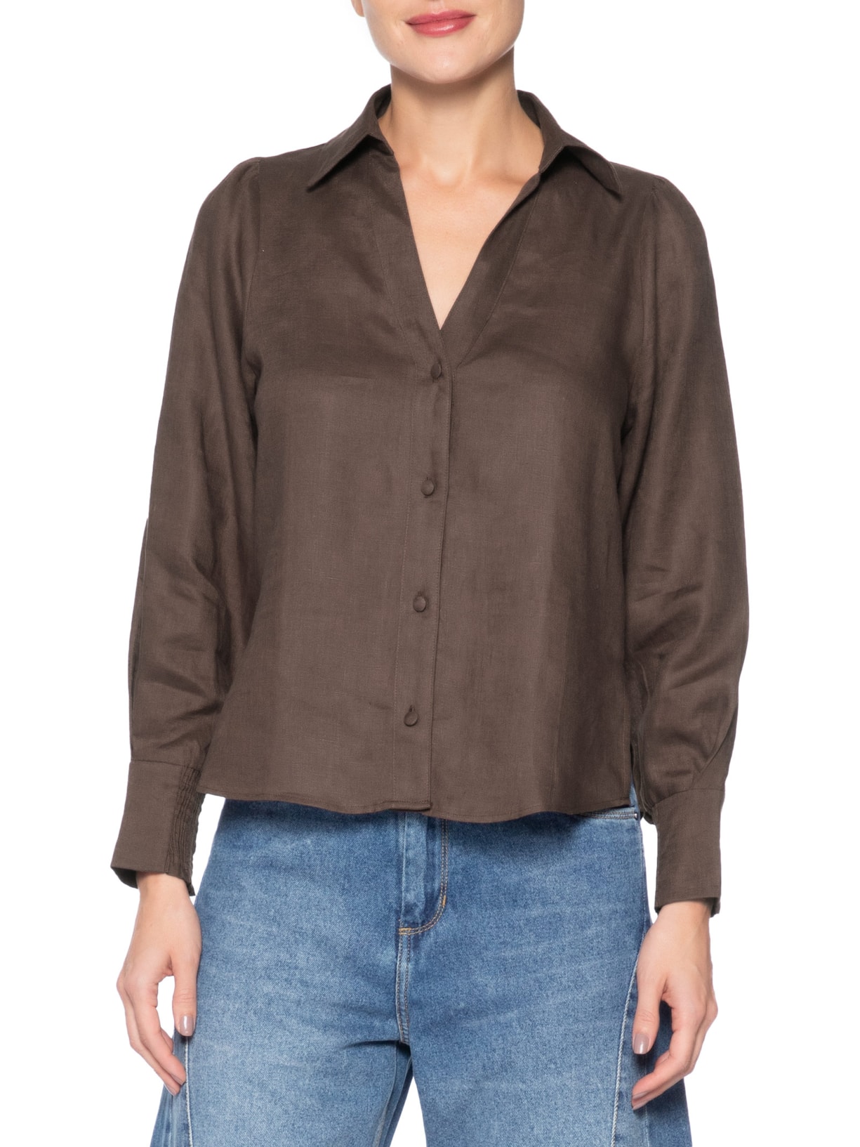Camisa Feminina New Beck Marrom Le Lis