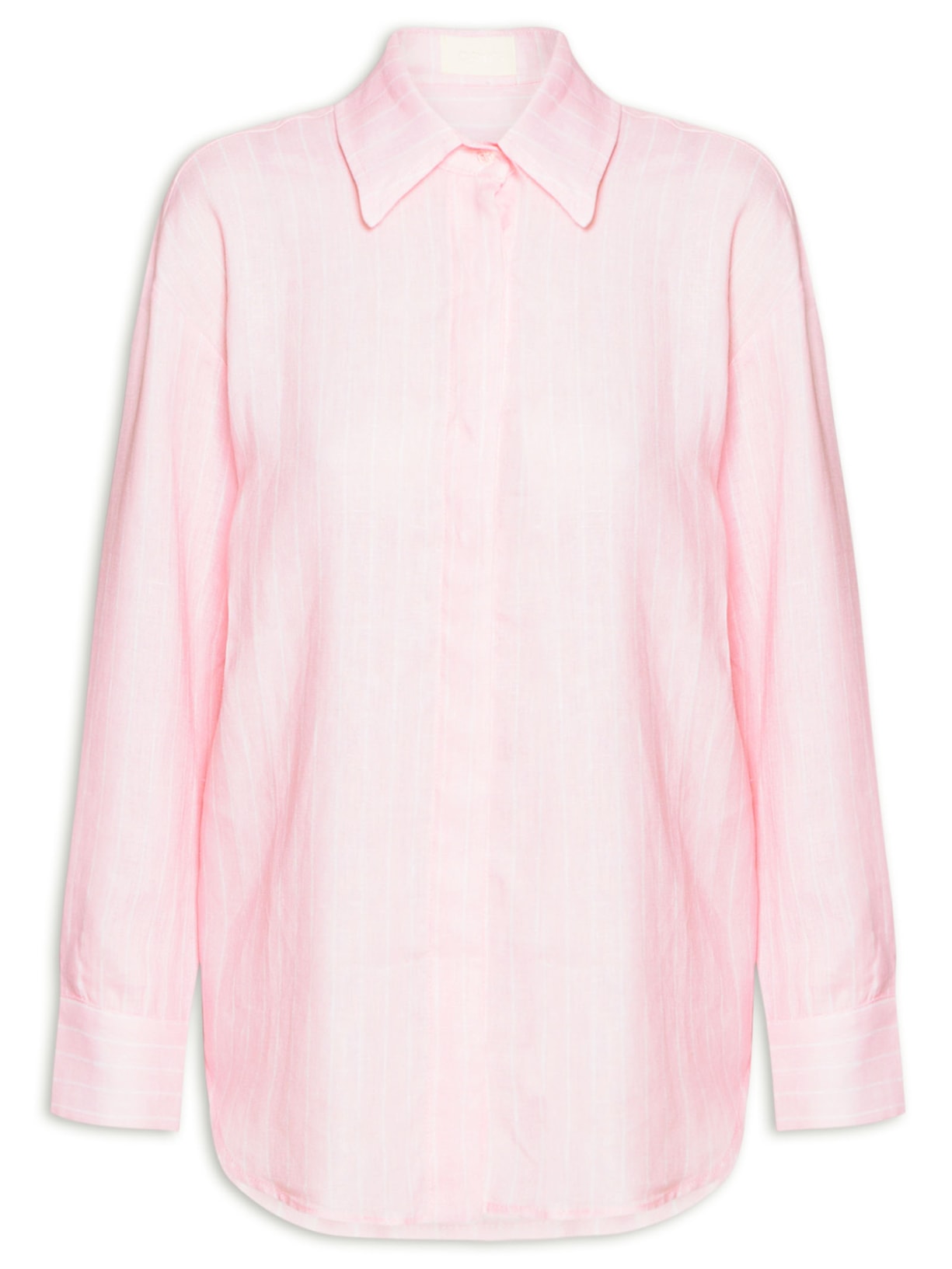 Camisa Feminina New Fresh Linen Slim Stripe - Rosa