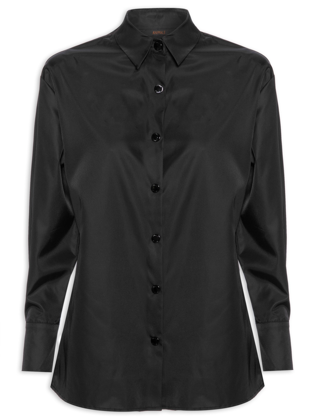 Camisa Feminina Ombro Deslocado Nylon - Preto