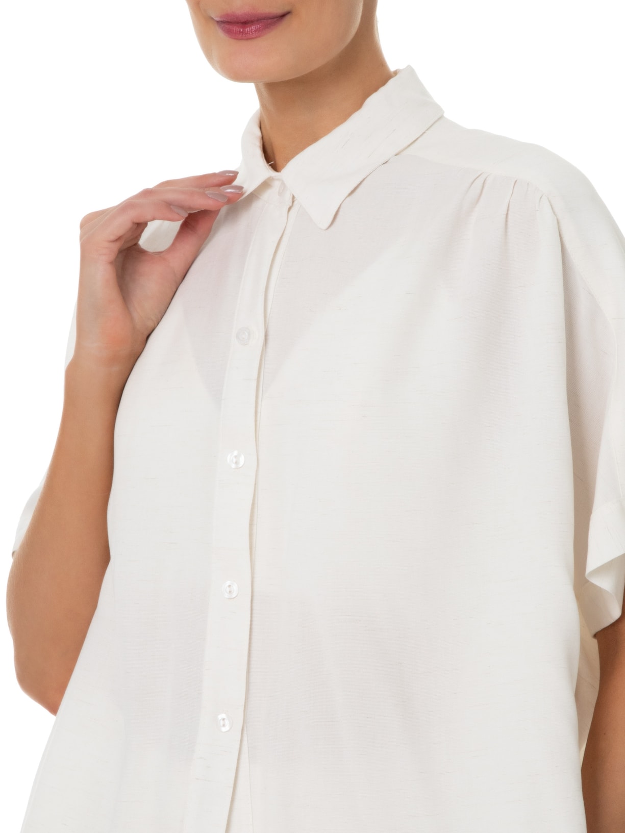 Camisa Feminina Ombro Deslocado Off White Dress To