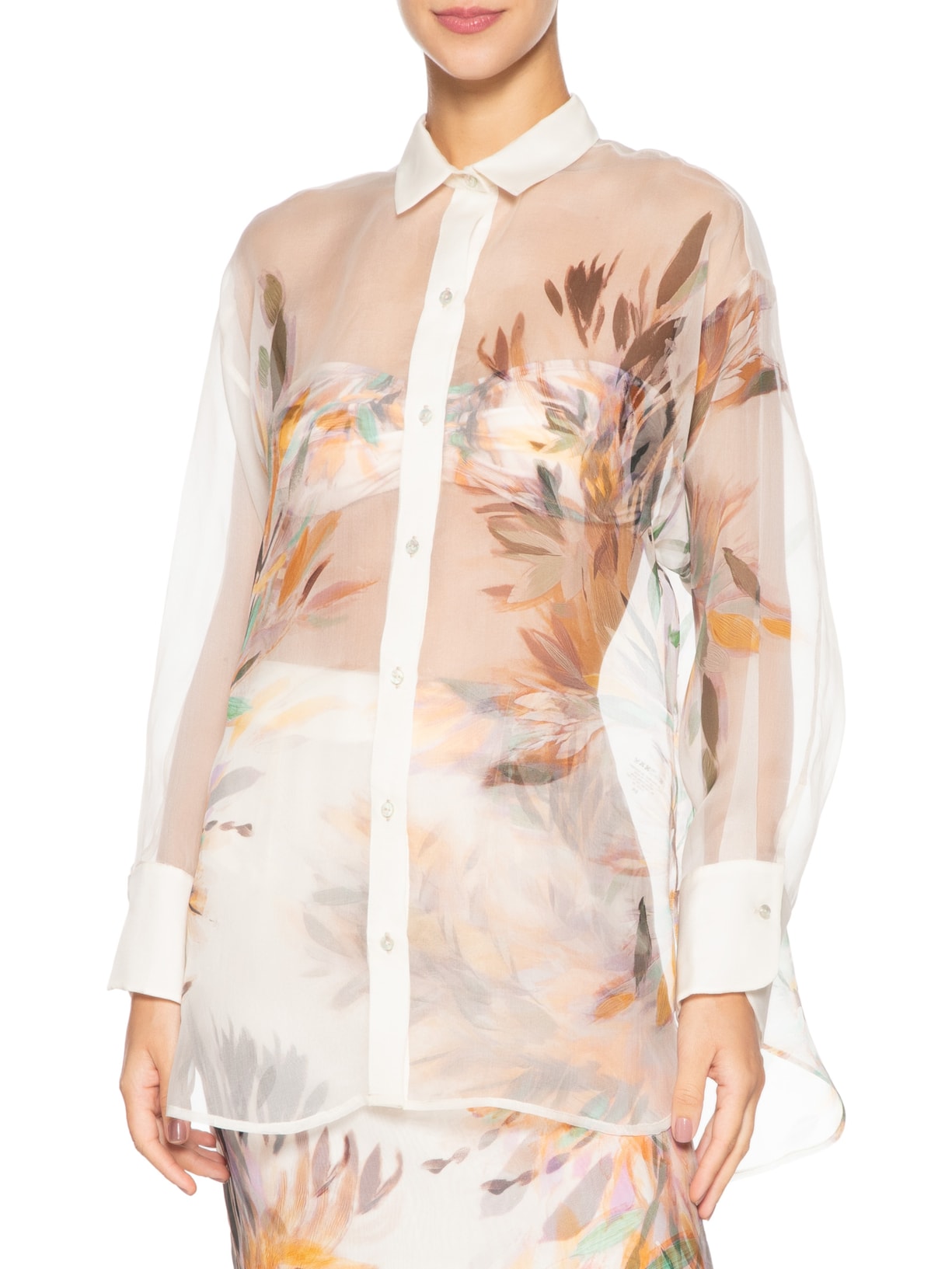 Camisa Feminina Organza Comfort Bege Lenny Niemeyer