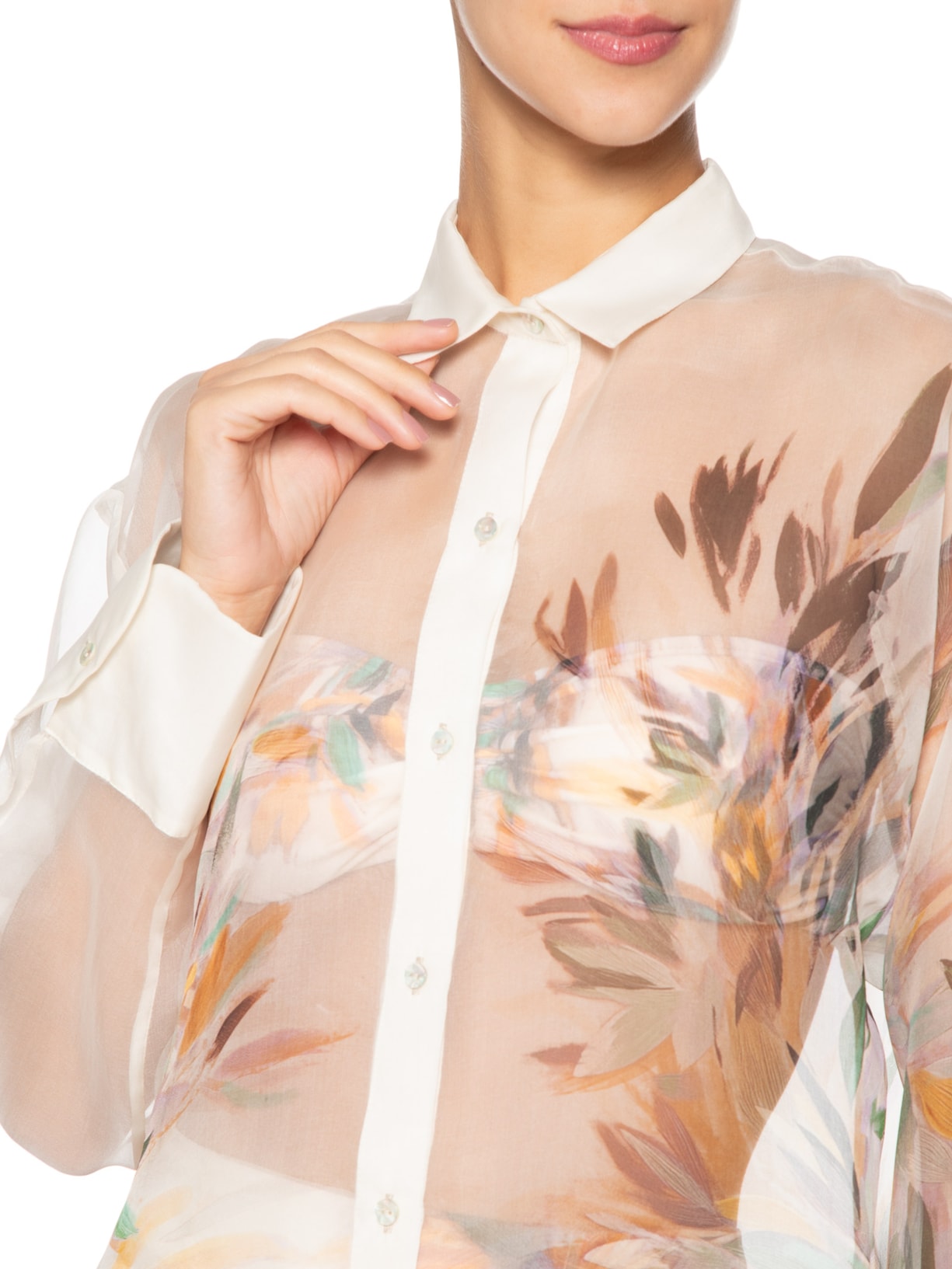 Camisa Feminina Organza Comfort Bege Lenny Niemeyer