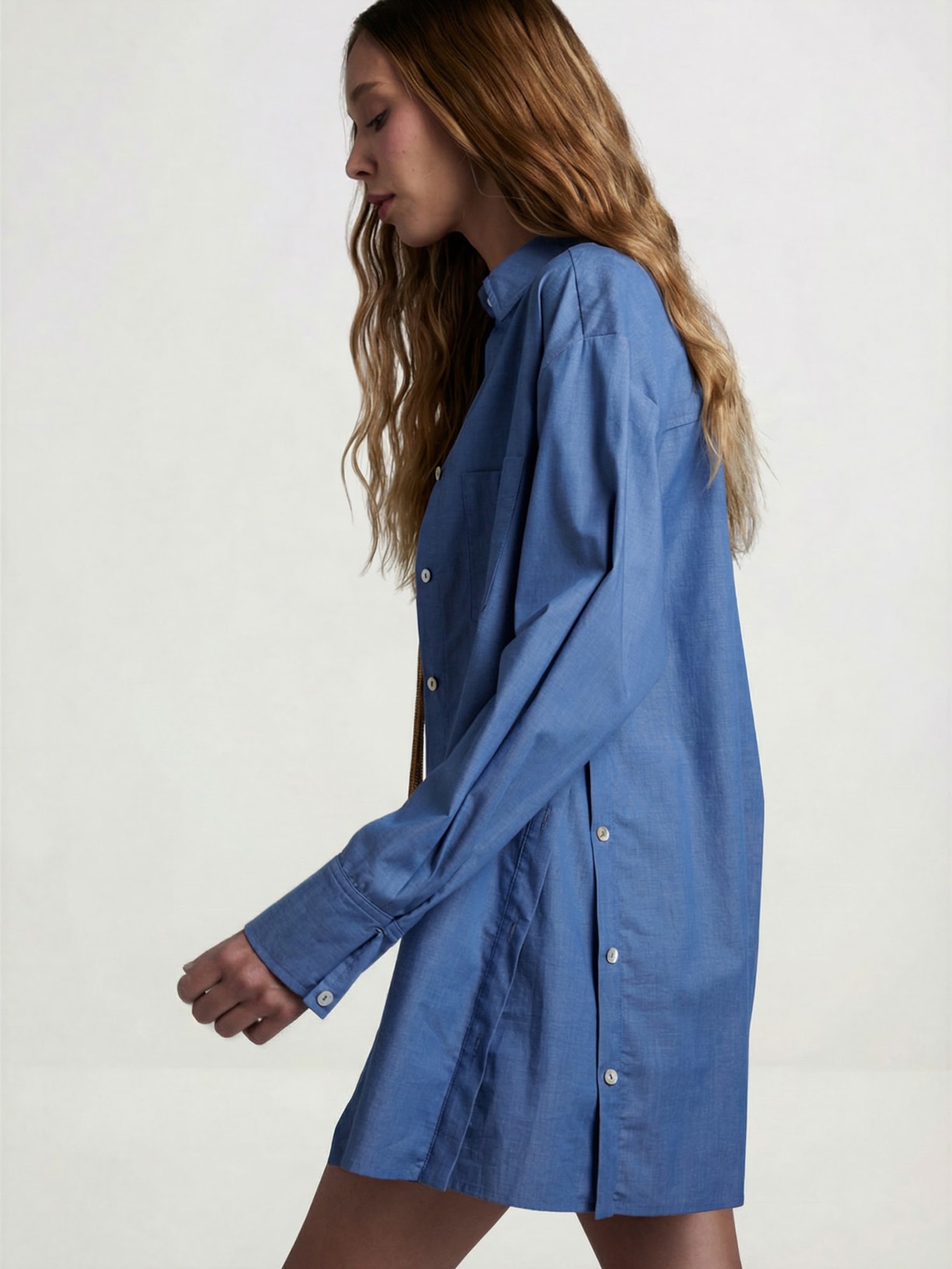 Camisa Feminina Over Azuade Azul Mixed