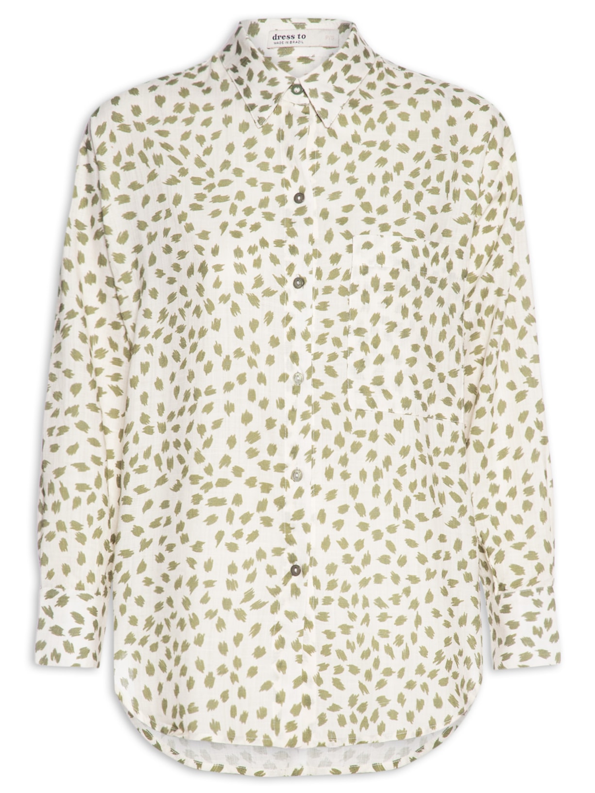Camisa Feminina Over Estampa Poá Folhagem - Verde