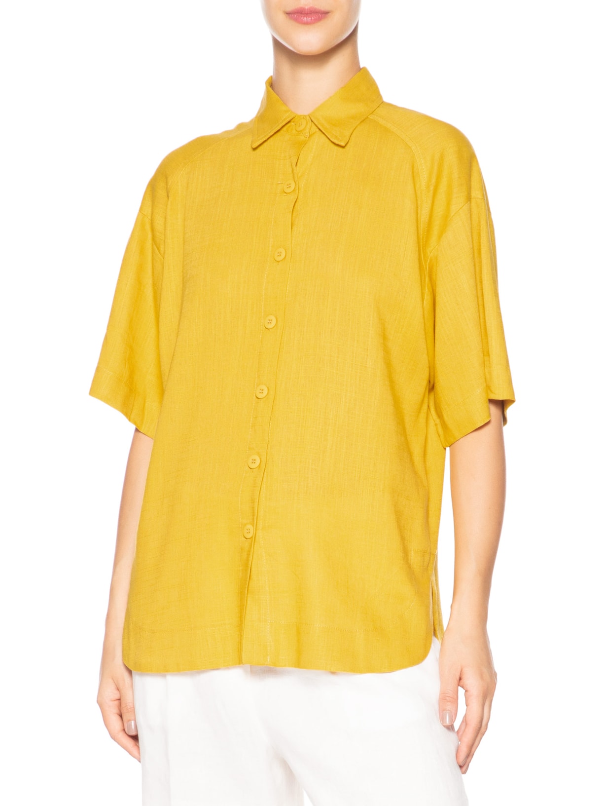 Camisa Feminina Oversized Amarelo Basiq