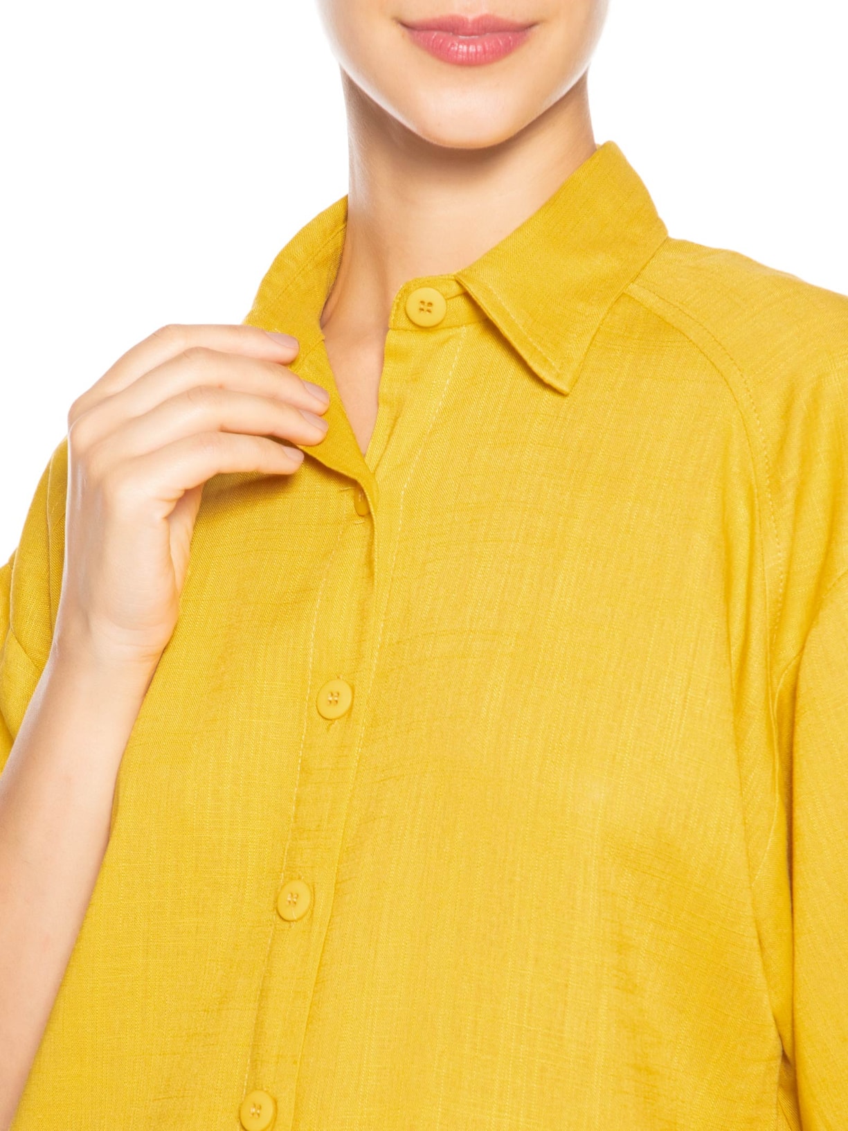 Camisa Feminina Oversized Amarelo Basiq