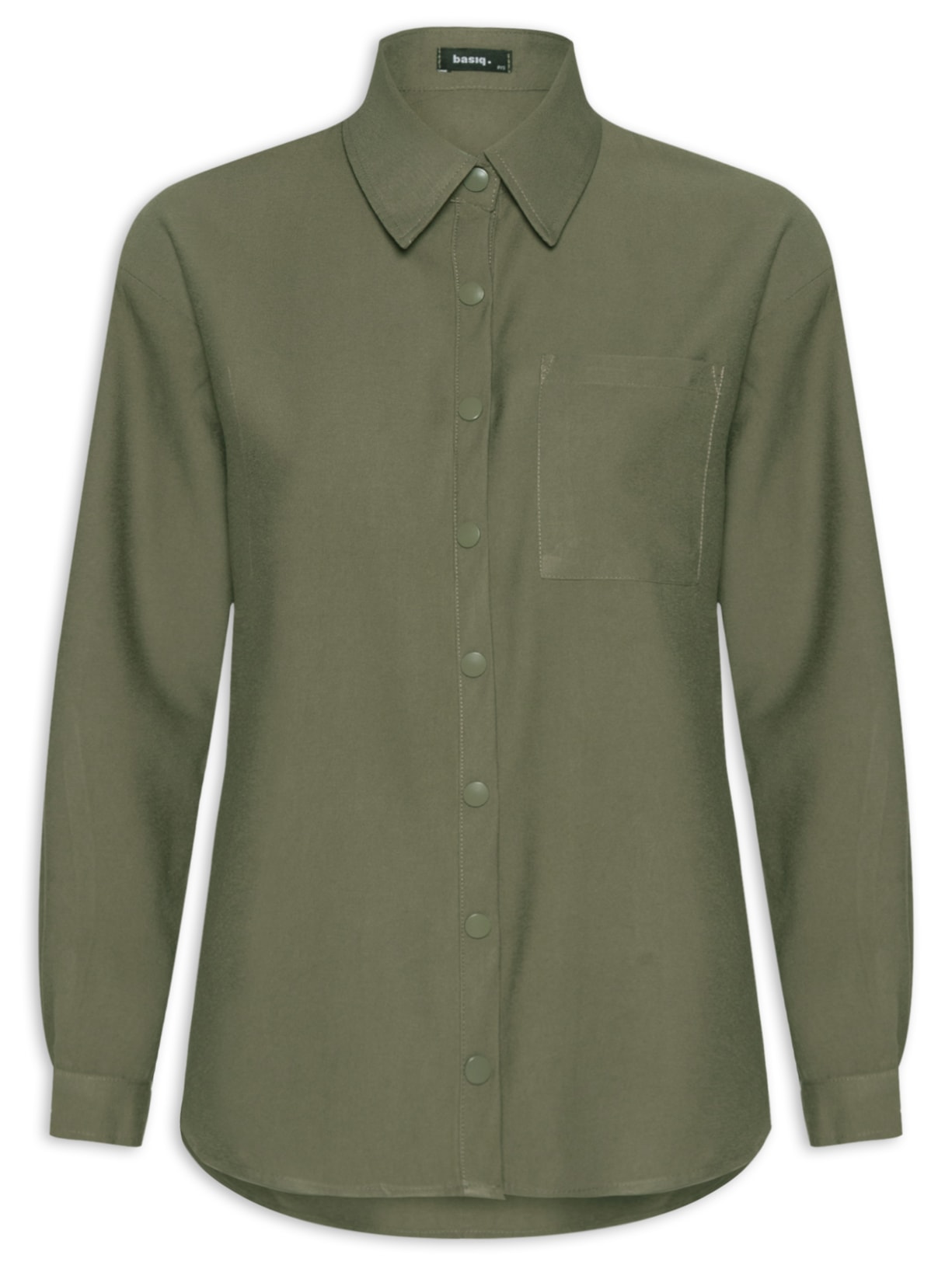 Camisa Feminina Oversized Botões De Pressão - Verde