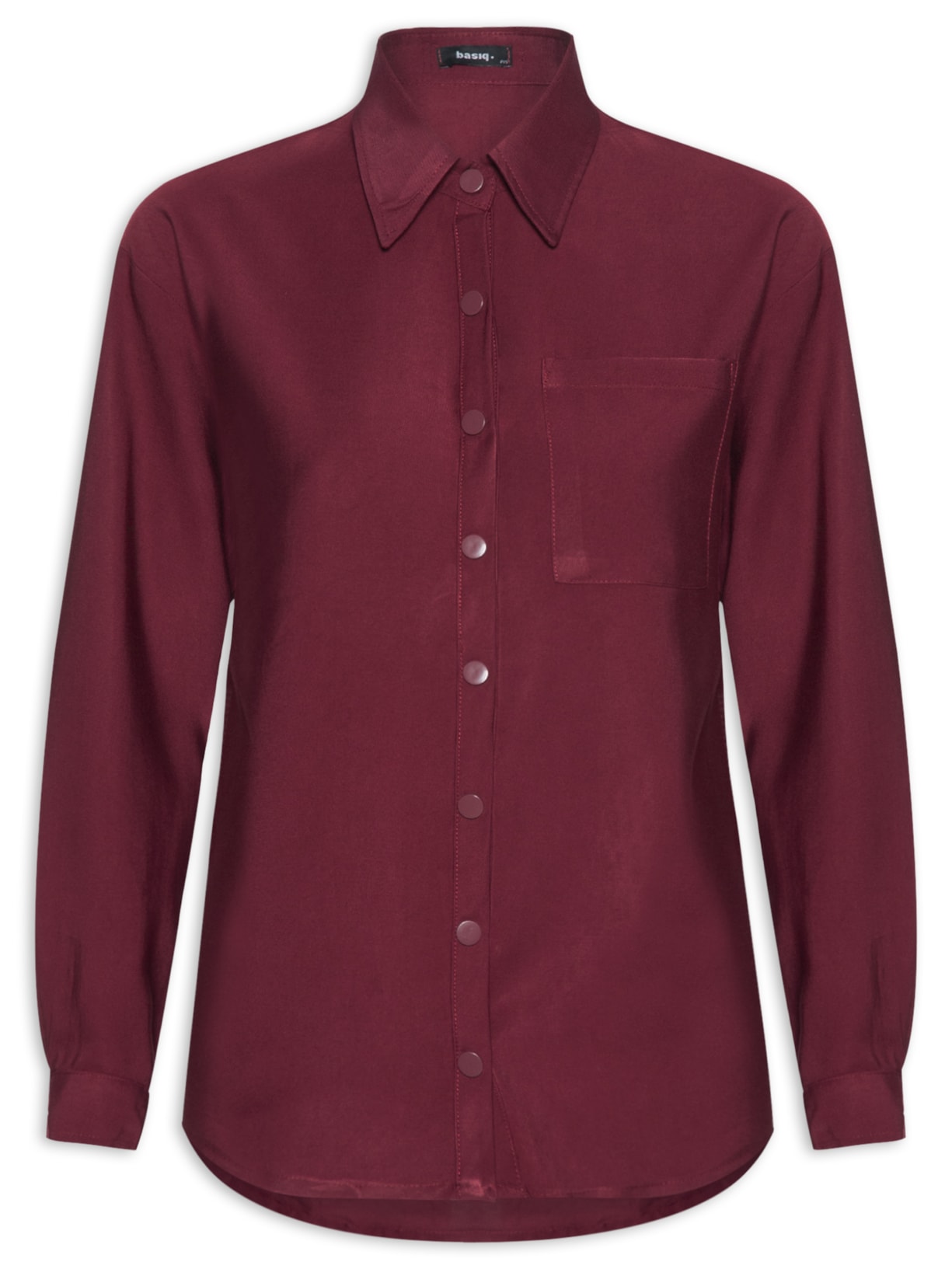 Camisa Feminina Oversized Botões De Pressão - Vinho