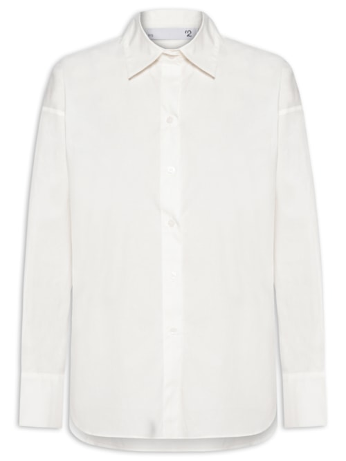 Camisa Feminina Oversized Com Aberturas - Off White