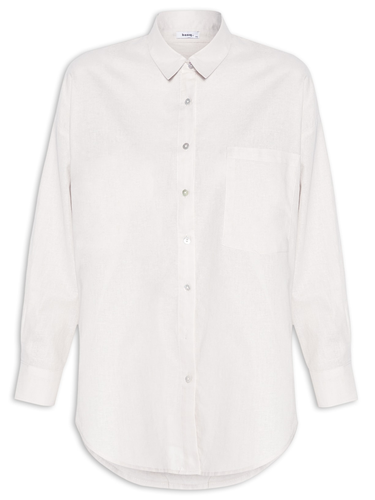 Camisa Feminina Oversized Com Bolso - Off White