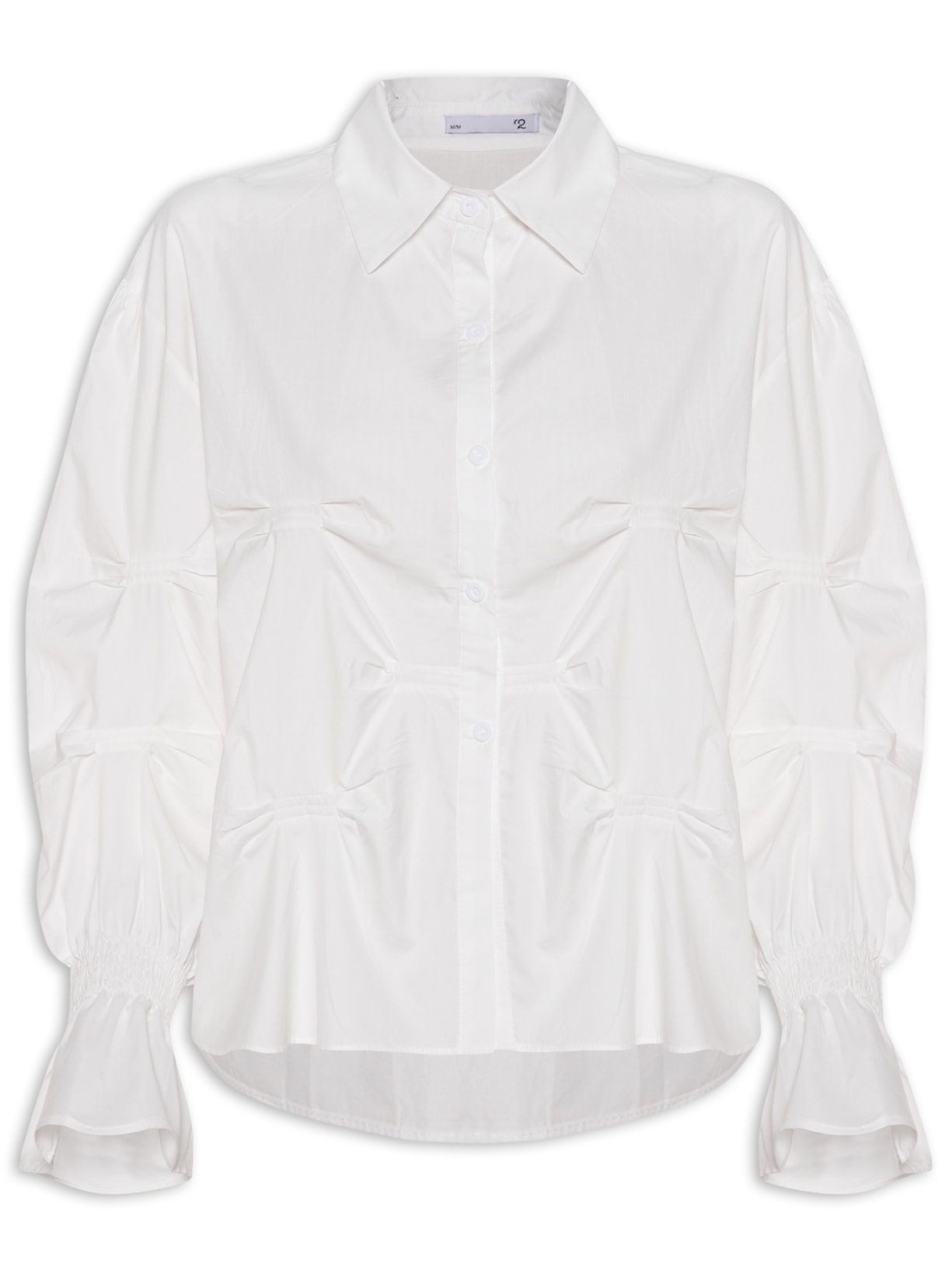 Camisa Feminina Oversized Com Pregas Off White '2Essential
