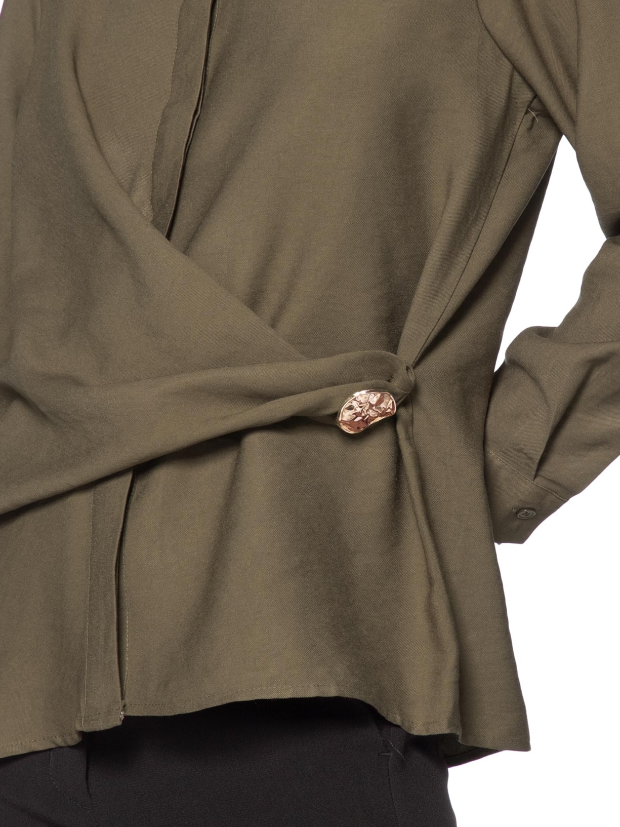 Camisa Feminina Oversized Com Transpasse Marrom '2Essential