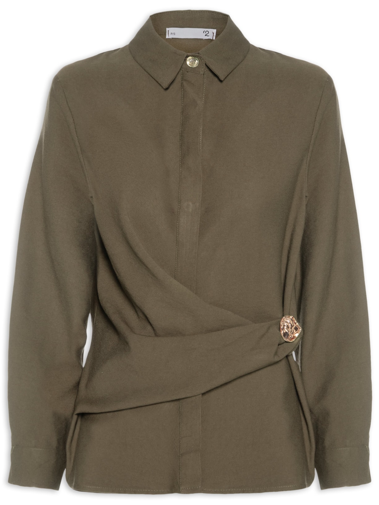 Camisa Feminina Oversized Com Transpasse Marrom '2Essential