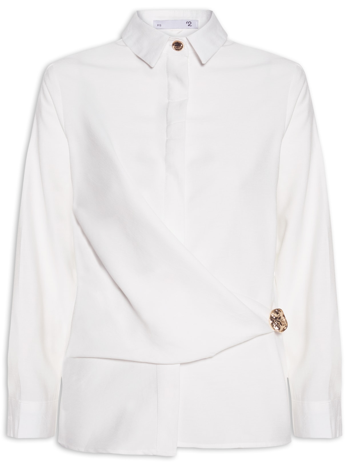 Camisa Feminina Oversized Com Transpasse - Off White