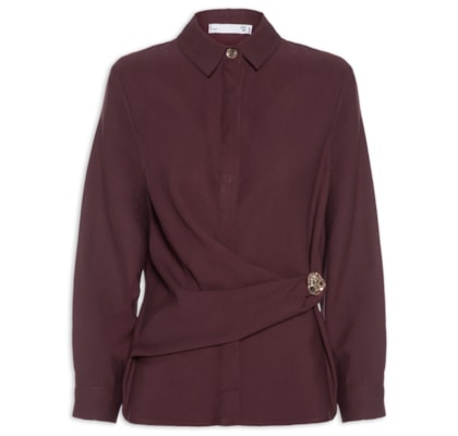Camisa Feminina Oversized Com Transpasse - Vermelho