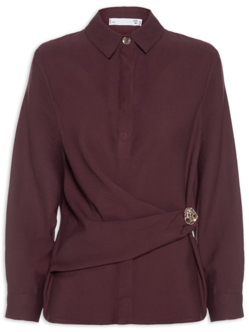 Camisa Feminina Oversized Com Transpasse - Vermelho