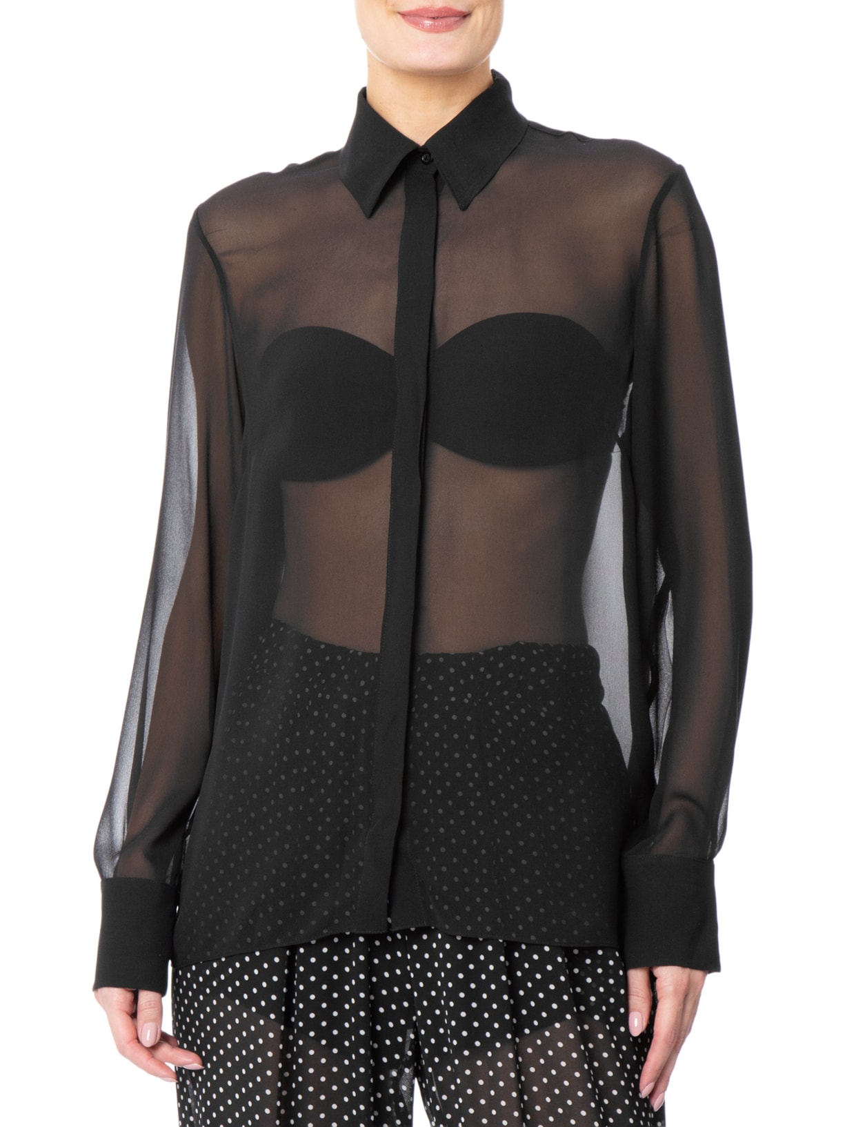Camisa Feminina Oversized Em Seda Pura Preto '2Essential
