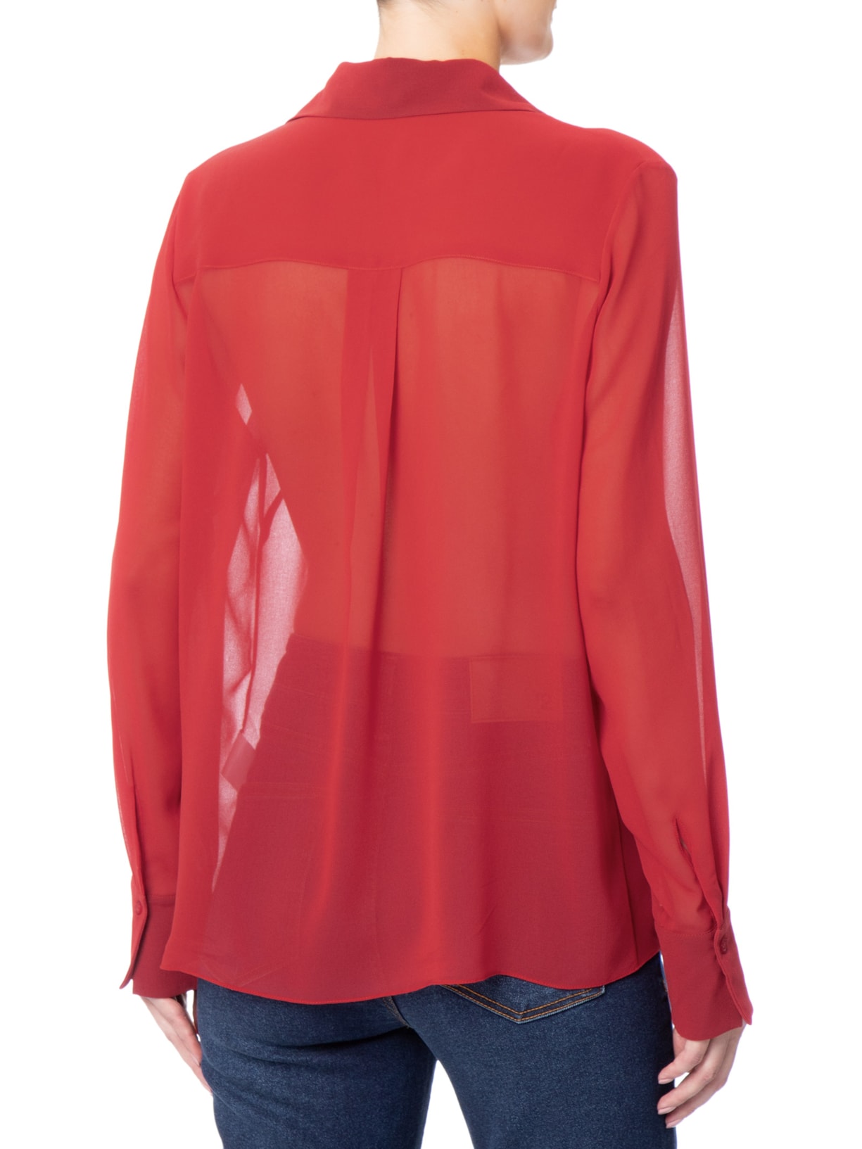 Camisa Feminina Oversized Em Seda Pura Vermelho '2Essential
