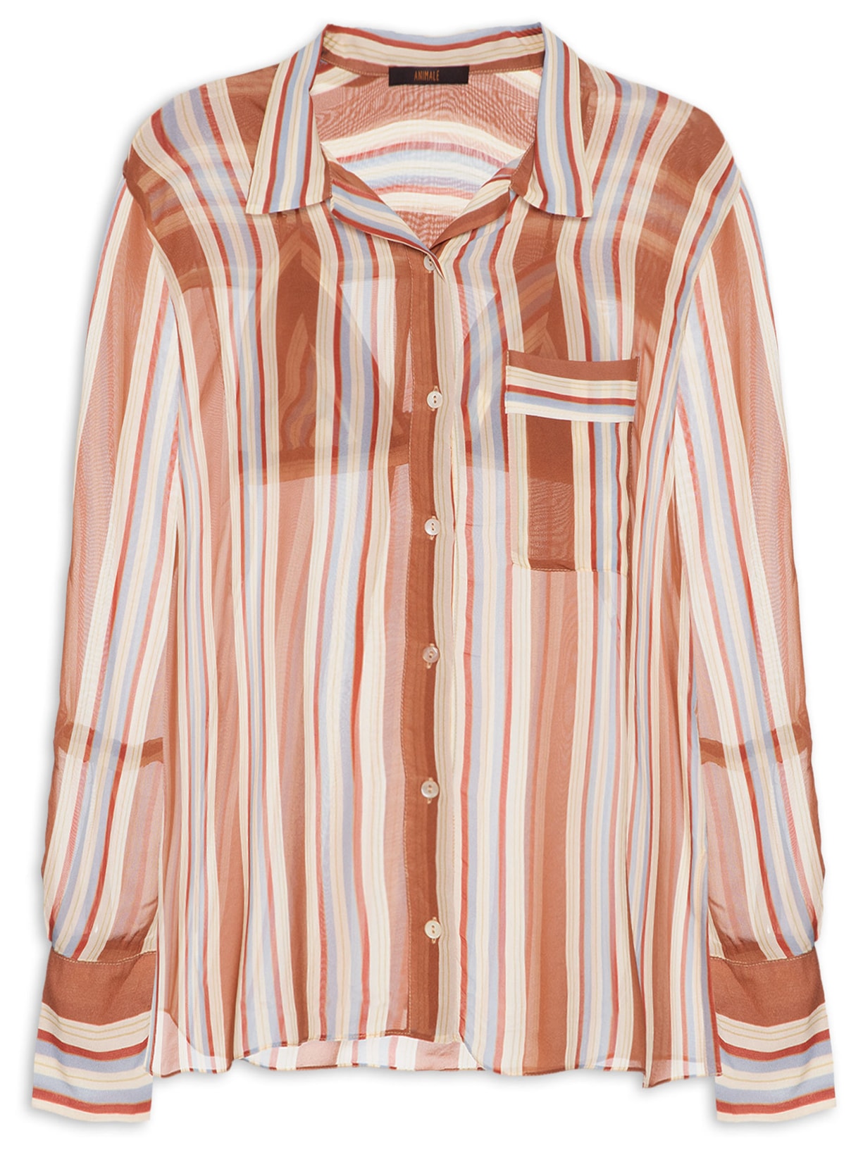 Camisa Feminina Oversized Listra Bordada - Azul
