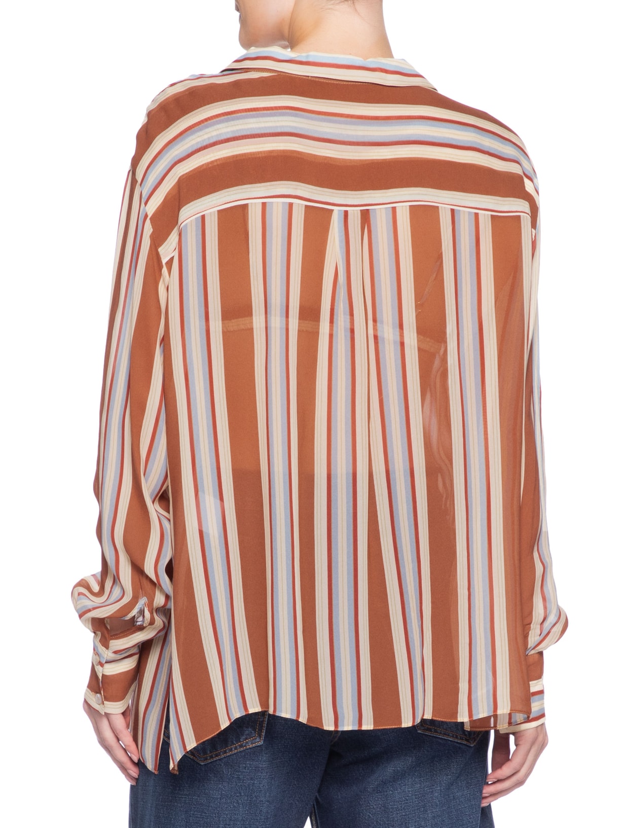 Camisa Feminina Oversized Listra Bordada Azul Animale