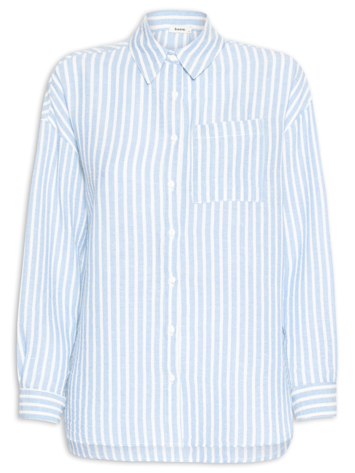 Camisa Feminina Oversized Listrada - Azul