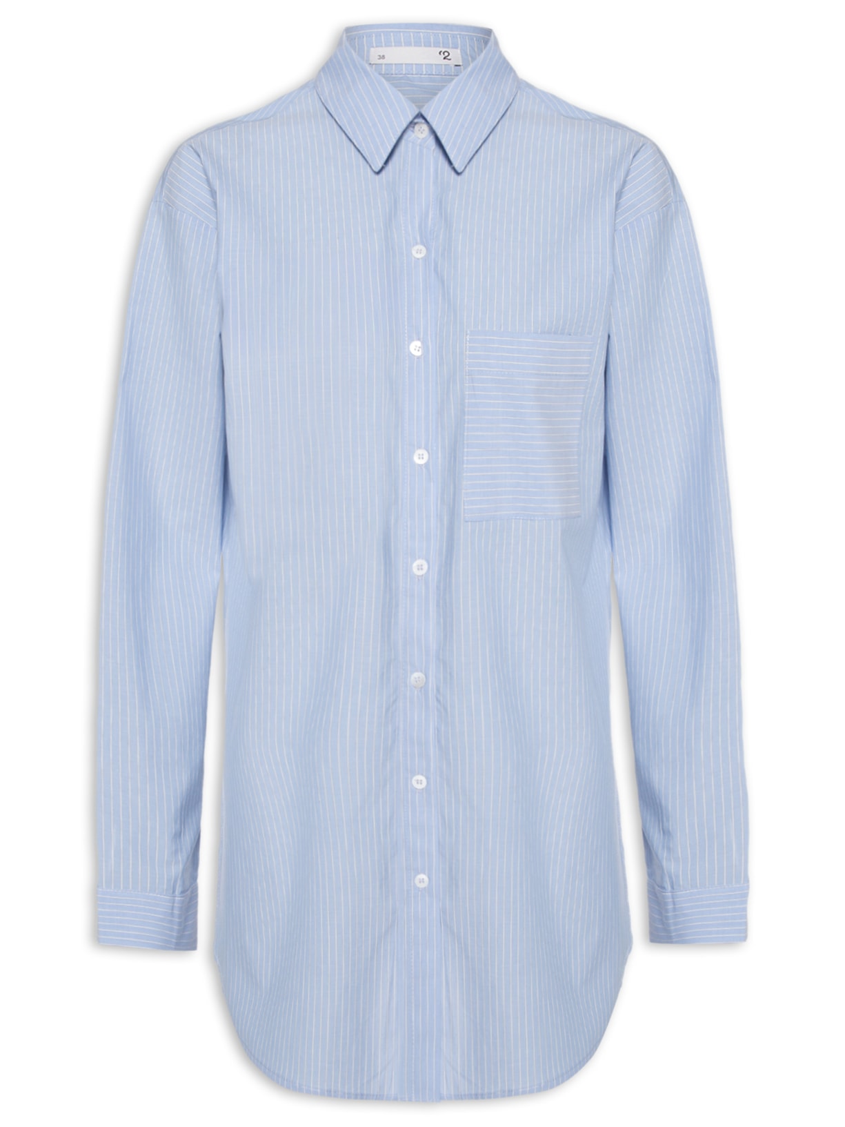 Camisa Feminina Oversized Listrada - Azul