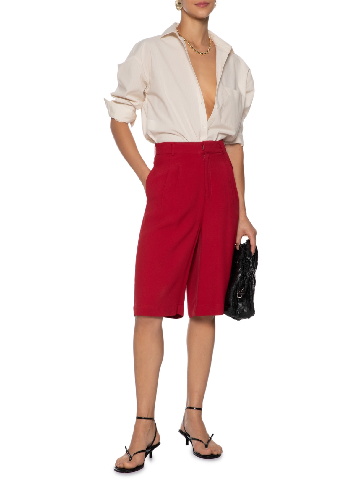 Camisa Feminina Oversized Listrada Bege '2Essential