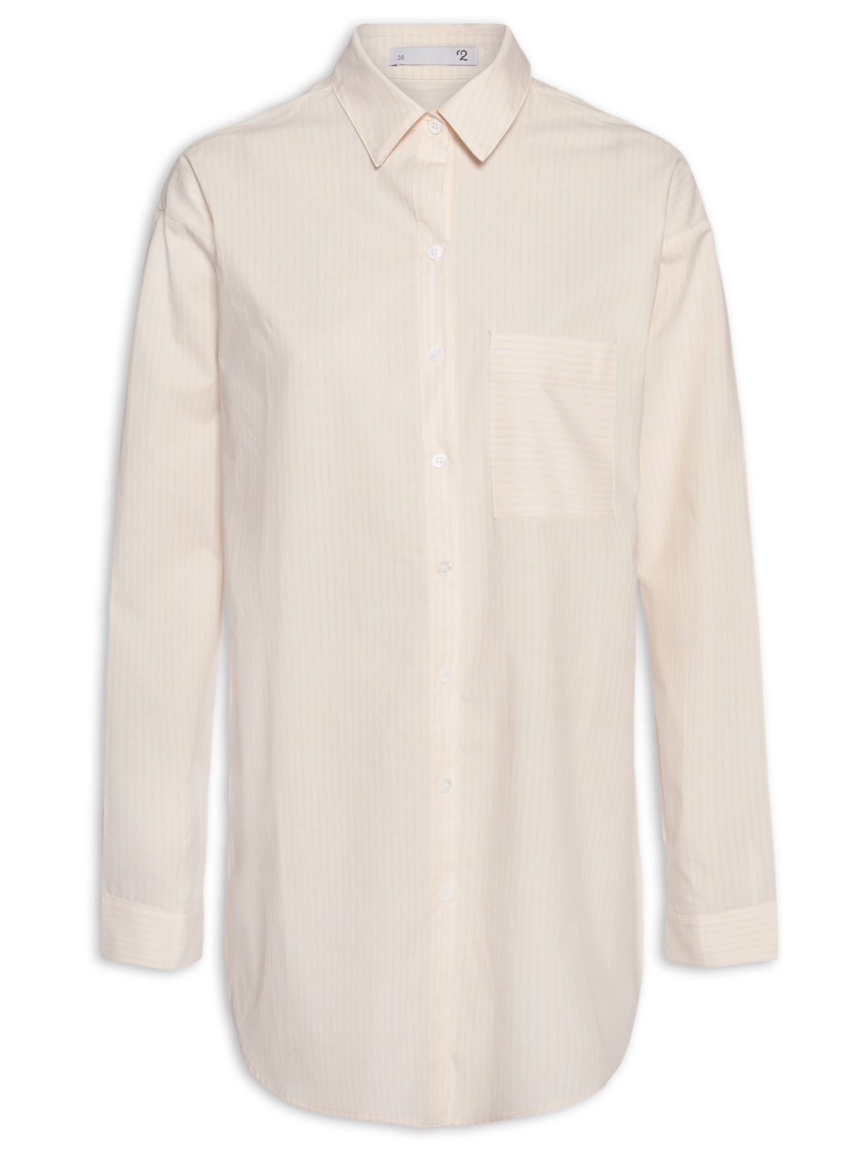 Camisa Feminina Oversized Listrada - Bege