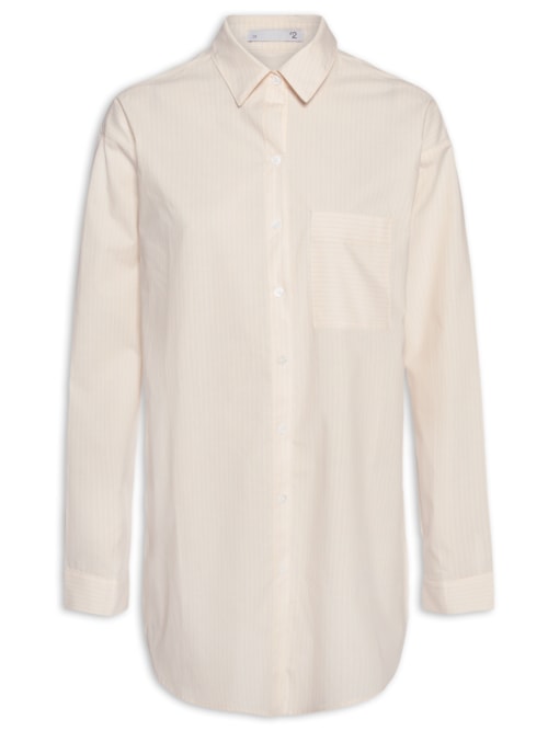 Camisa Feminina Oversized Listrada - Bege