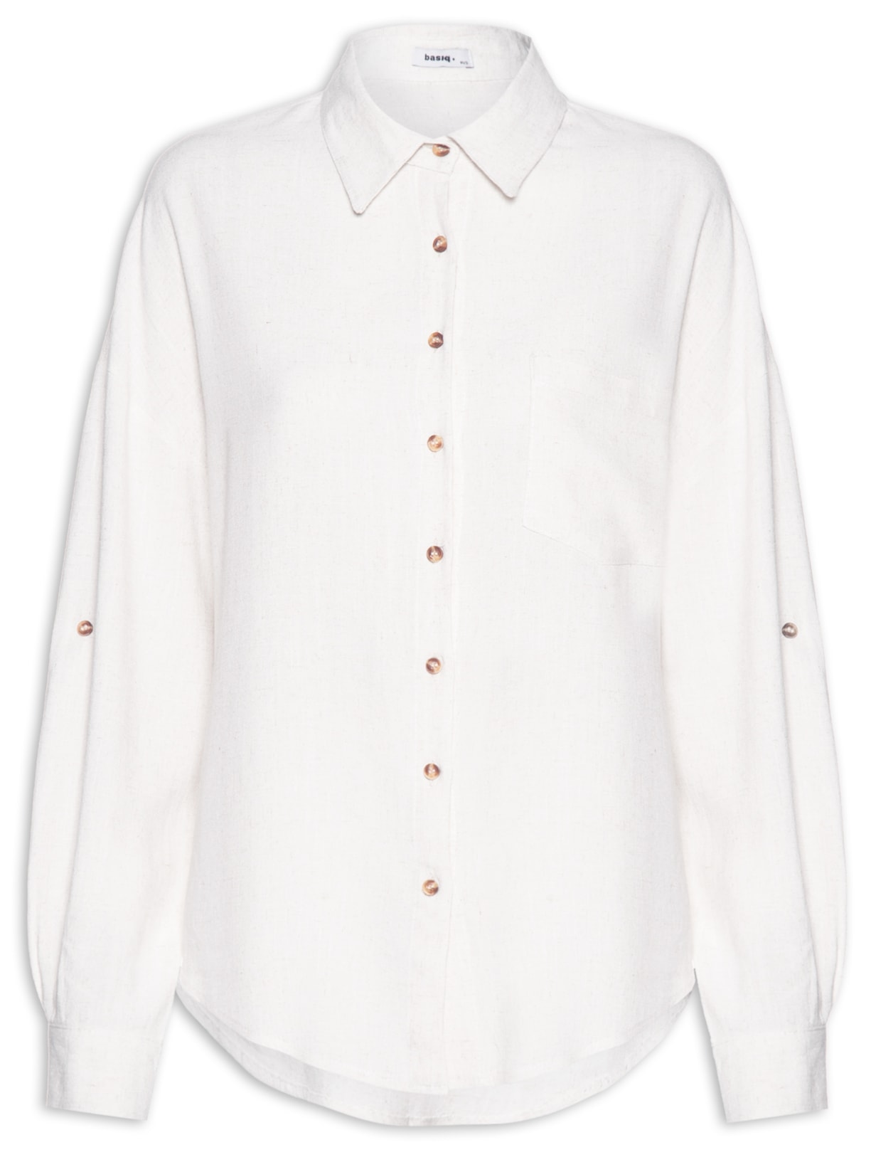 Camisa Feminina Oversized Manga Com Martingale - Off White